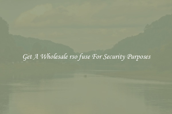 Get A Wholesale rso fuse For Security Purposes