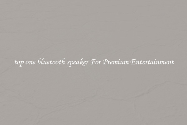 top one bluetooth speaker For Premium Entertainment